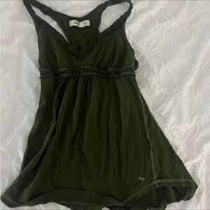 Abercrombie & Fitch Forest Green Babydoll Tank Top